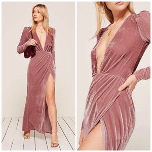 Reformation Onyx Pink Maxi Velvet Dress Size XS